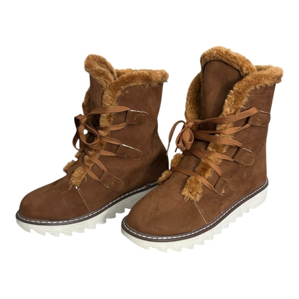 Cozy Brown Faux Fur-Lined Women's Winter Boots Size 8.5